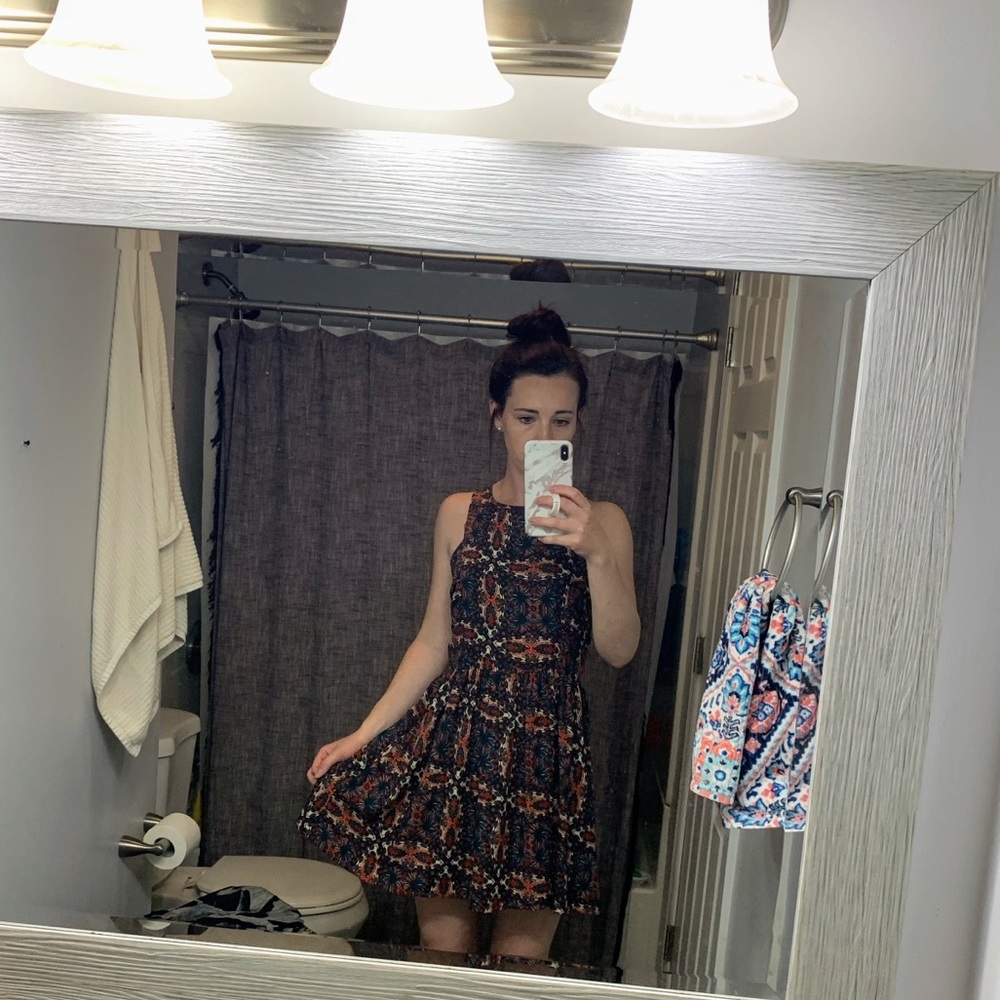 Printed high neck dress